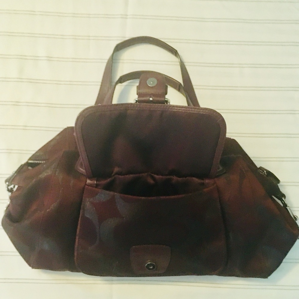 Coach Campbell Signature Metallic Belle Carryall Bag - Bordeaux - Picture 8 of 15
